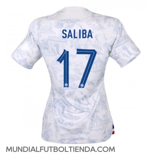 Camiseta Francia William Saliba #17 Segunda Equipación Replica Mundial 2022 para mujer mangas cortas
